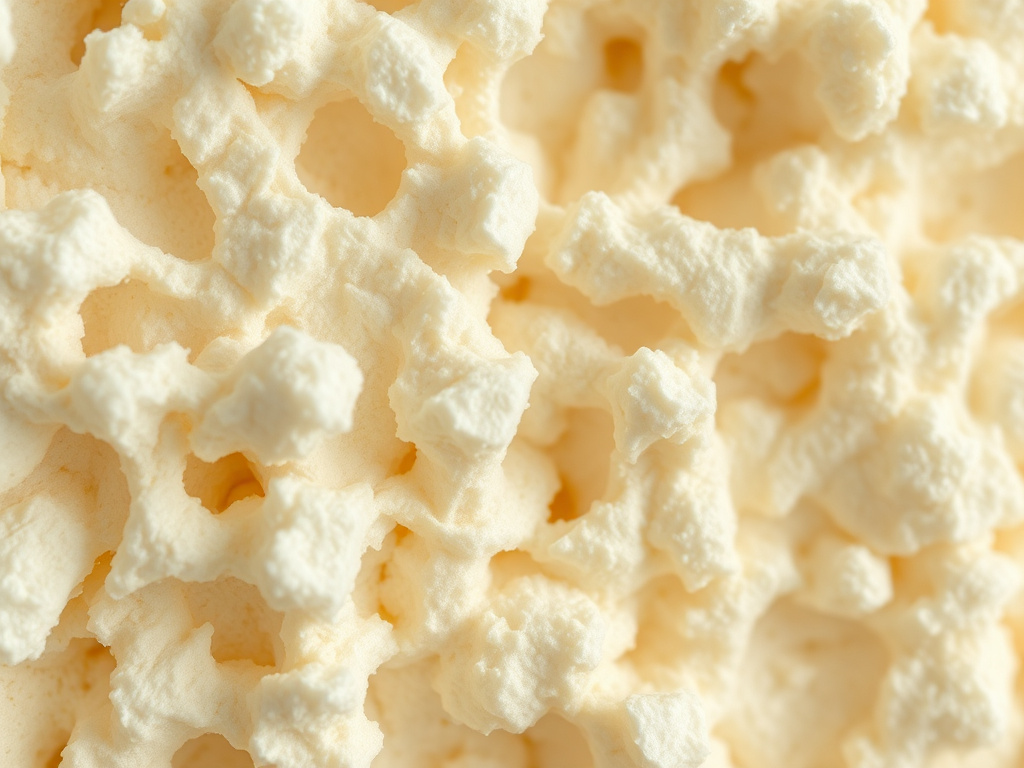 Close-up texture of cured spray foam insulation material